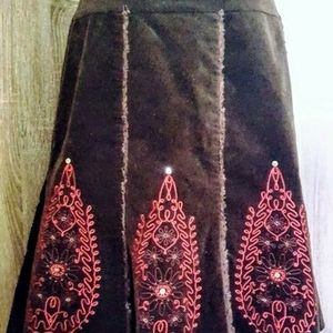 Vintage Embroidered Velvet Skirt